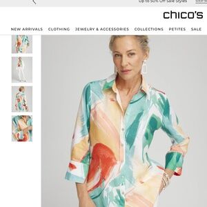 Chico’s No Iron™ Linen Abstract Shirt $50